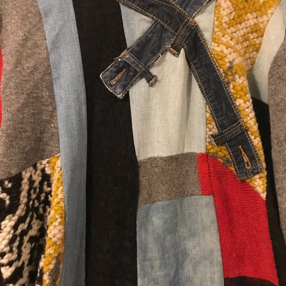 wool tunic/sweater women's size M patchwork midi boho art to wear chunky Retro - Picture 6 of 13